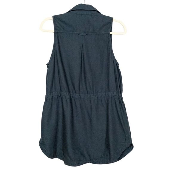 Free People Black Too Far Sleeveless Tunic Snap Front Cinched Waist Top Shirt XS - Picture 8 of 9